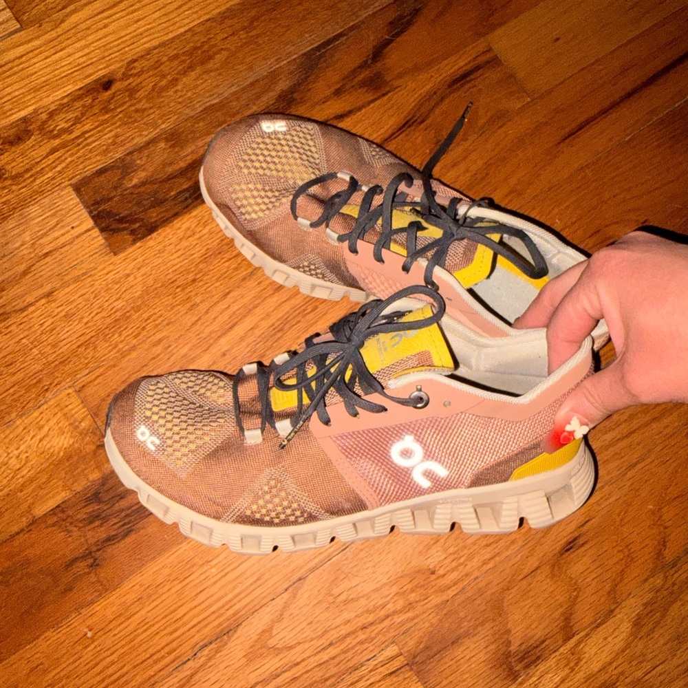 On Running Sneakers in Brown and Yellow
